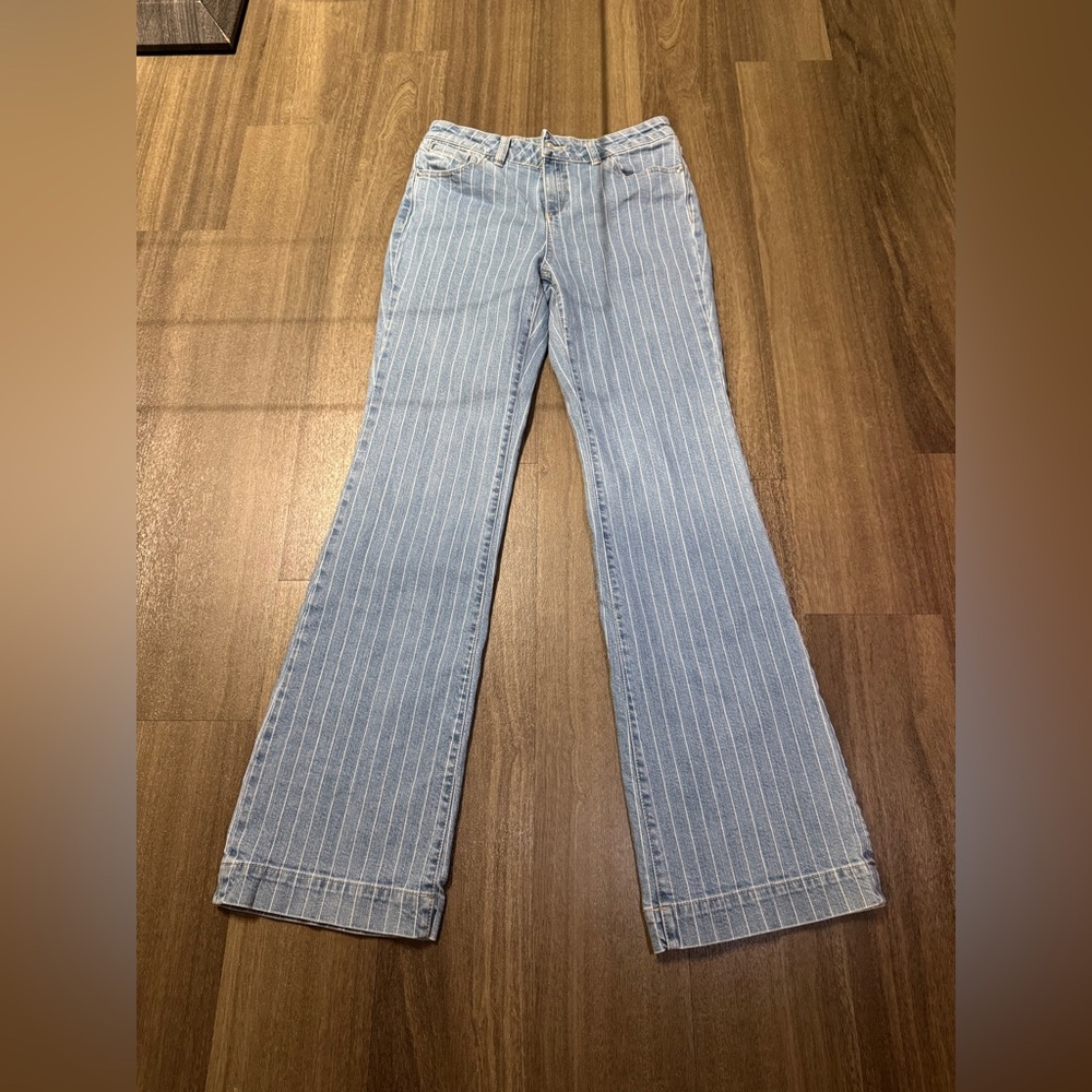 Women's Light Blue Striped Jeans